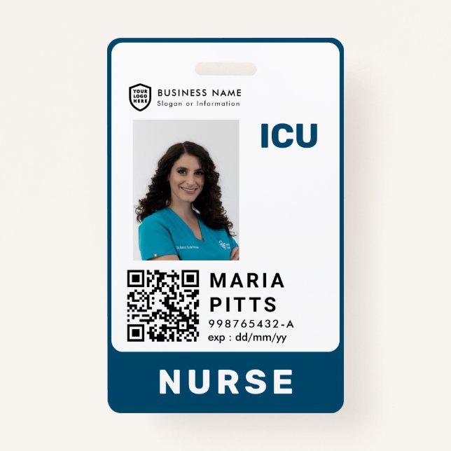 QR Business ID Logo | Hospital Medical Employee Ba Badge (Front)