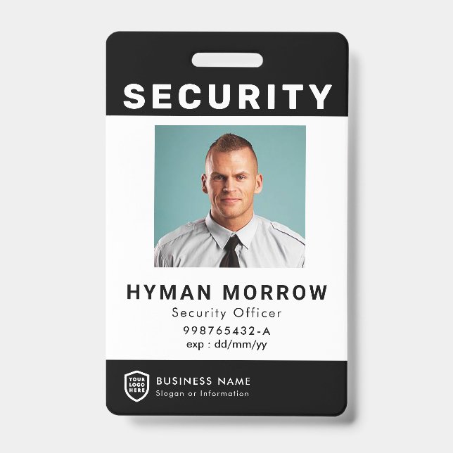 QR Business ID Logo | Security Service Employee Ba Badge (Front)