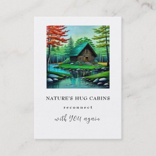  QR Cabin Magical Stream  Rustic Cottage AP49  Business Card