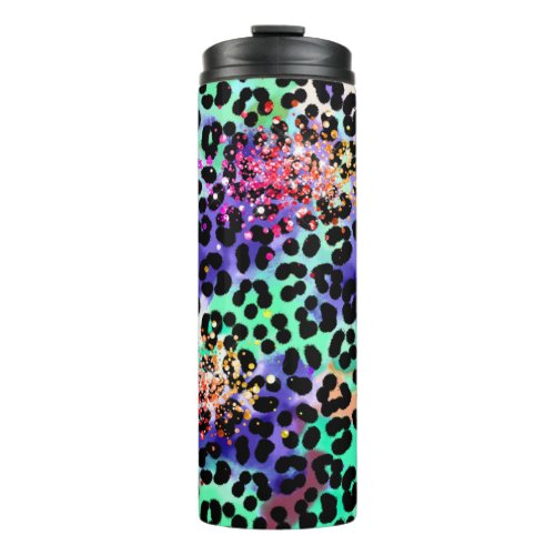  QR Chic Rainbow Glitter Animal Leopard Spots  Thermal Tumbler