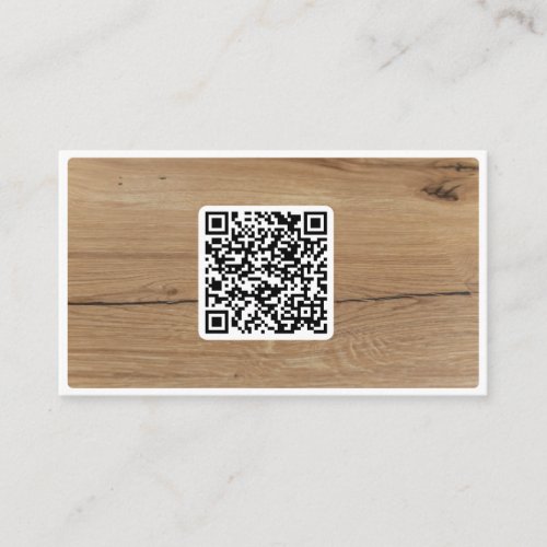 QR_Code 100 natural organic wooden style on white Business Card