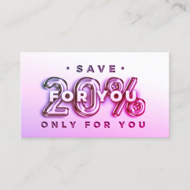 QR CODE 20%OFF DISCOUNT  INSERT THANK PINK (Front)