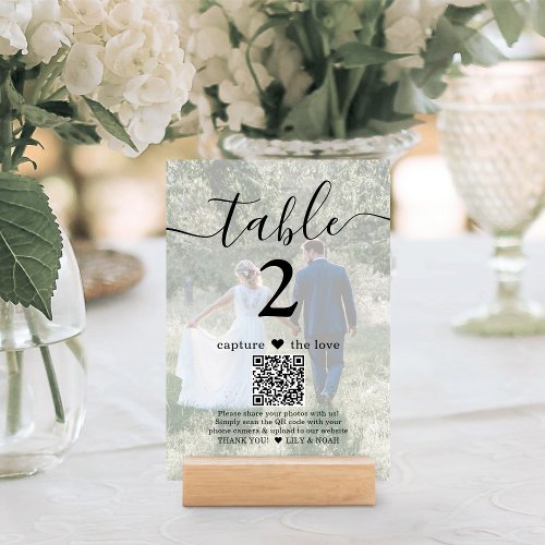 QR Code 2 Photo Any Text Capture the Love Wedding Table Number