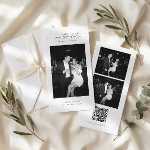 QR Code 3 Photo Wedding Bookmark Save the Date