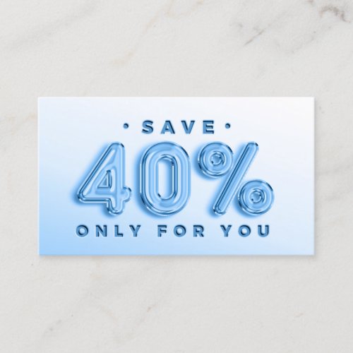 QR CODE 40OFF DISCOUNT PROMOTIONAL BLUE BUSINESS CARD