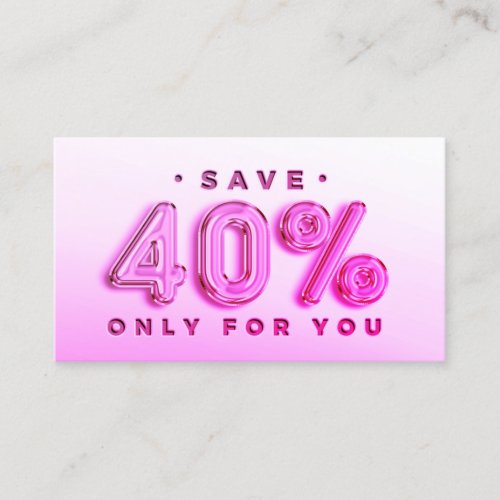 QR CODE 40OFF DISCOUNT PROMOTIONAL PINKY BUSINESS CARD