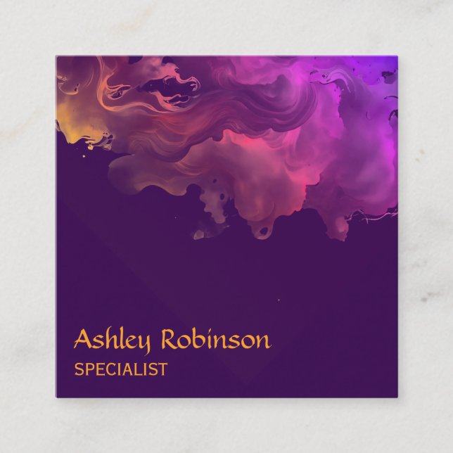 QR code abstract velvet watercolor Business Card (Front)