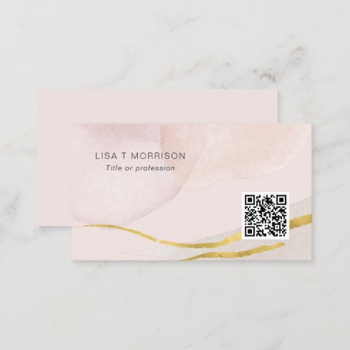 QR code Abstract watercolor blush pink modern  Business Card