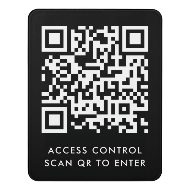 QR Code Access Control | Black Door Lock Entry Door Sign (Contemporary Vert)