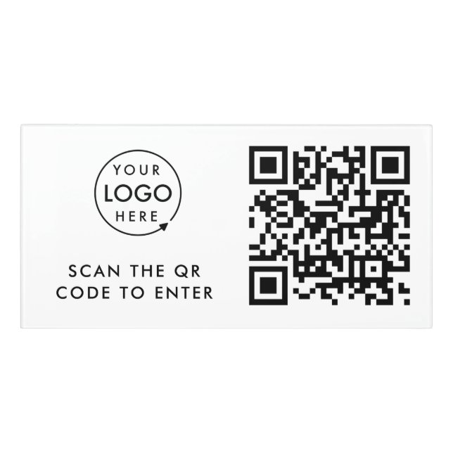 QR Code Access Control | Scan to Enter Office Logo Door Sign (Classic Front)