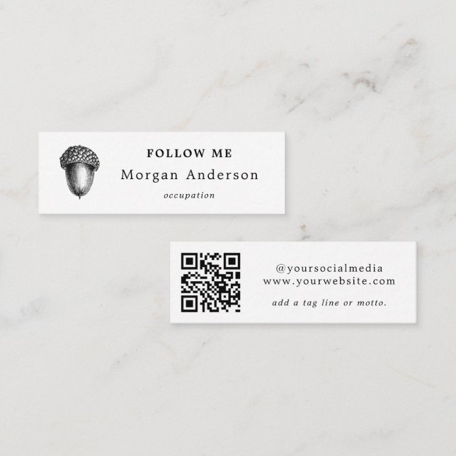 QR Code Acorn Social Media Mini Business Card (Front/Back)