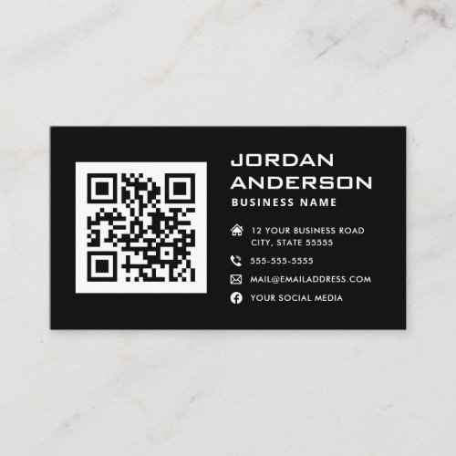 QR code add logo social media icons black Business Card