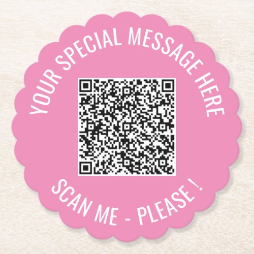 QR Code Add Special Message Modern Paper Coaster