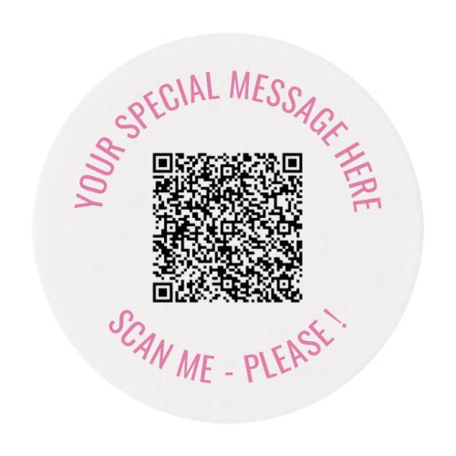 QR Code Add Special Message Modern Surprise Gift Edible Frosting Rounds