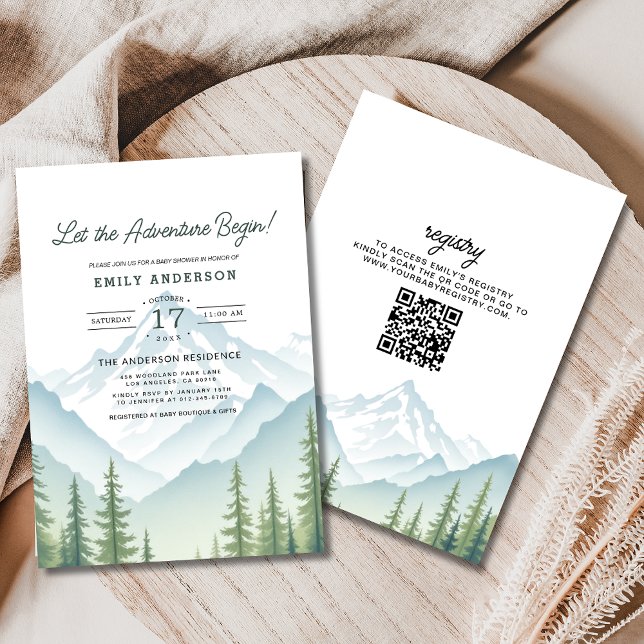 QR Code Adventure Begins Woodland Baby Shower Invitation (Creator Uploaded)