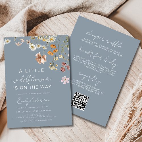 Wildflower Floral or wildflower baby shower invitation