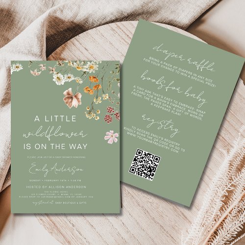 Wildflower Floral or wildflower baby shower invitation