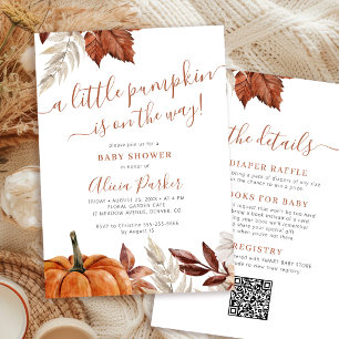QR code all in one autumn fall baby shower Invitation