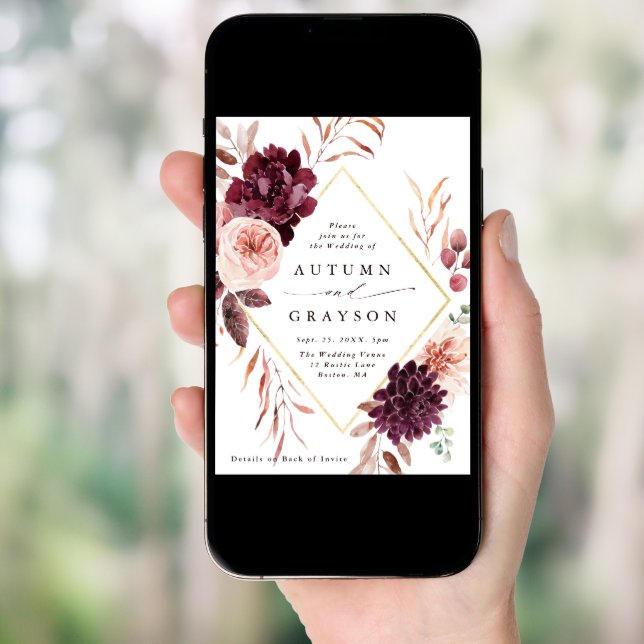 QR Code All In One Autumn Romance Wedding Invitation (Front Digital)