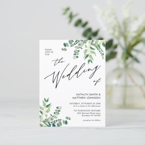 QR Code All In One Eucalyptus Greenery Wedding Invitation Postcard