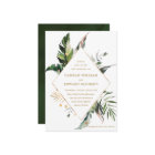 QR Code All In One Tropical Foliage Gold Wedding