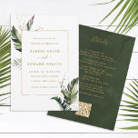 QR Code All In One Tropical Foliage Gold Wedding Invitation<br><div class="desc">This all-in-one wedding invitation features watercolor green tropical foliage,  palm tree leaf,  banana leaf with faux gold leaves,  and the details and a QR code website link on the back.   It's perfect for a beach,  summer,  Hawaii or destination wedding. 
>>> Check out the entire collection >>> https://www.zazzle.com/collections/tropical_foliage_gold_collection-119316977990783186</div>