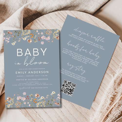 Wildflower Floral or wildflower baby shower invitation