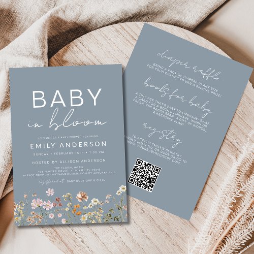 Wildflower Floral or wildflower baby shower invitation