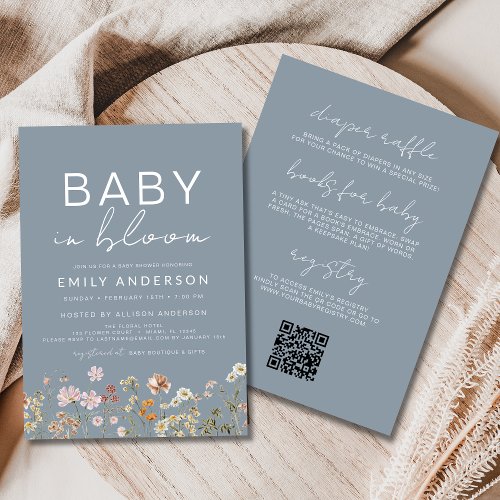 Wildflower Floral or wildflower baby shower invitation