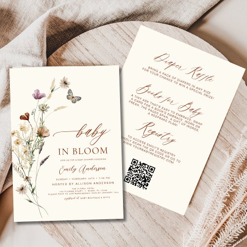 Wildflower Floral or wildflower baby shower invitation