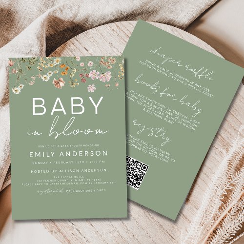 Wildflower Floral or wildflower baby shower invitation