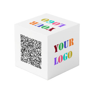 QR Code and Business Logo Promotional Cube Example