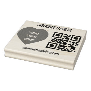Qr code and company logo rubber stamp