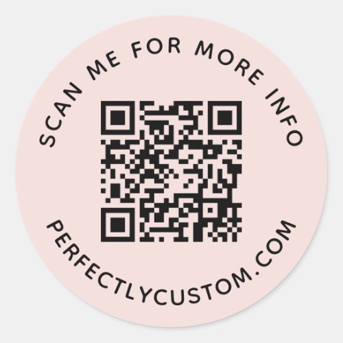 QR code and custom text blush pink Classic Round Sticker