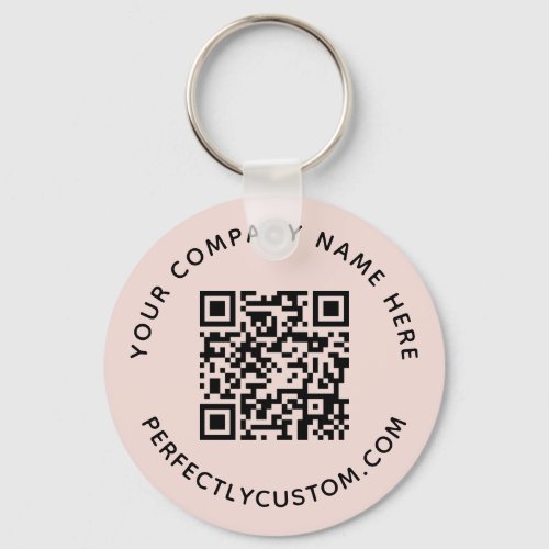 QR code and custom text blush pink Keychain
