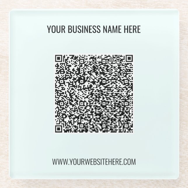 QR Code and Custom Text Business Glass Coaster (Front)