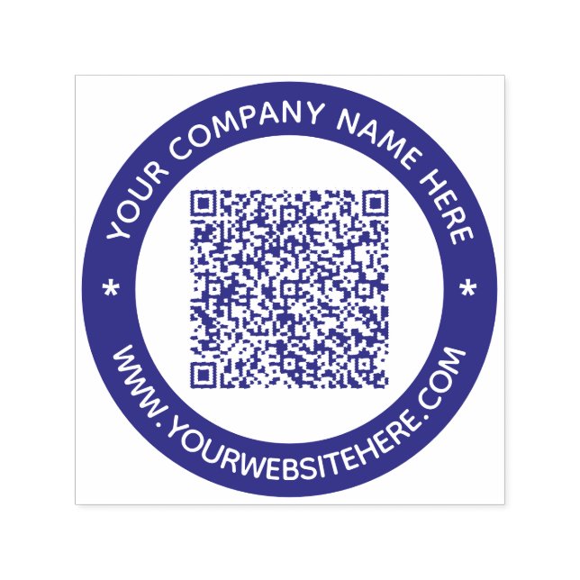 QR Code and Custom Text Business Round Stamp (Design)