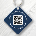 QR code and custom text double sided dark blue Keychain<br><div class="desc">Double sided keychain with your QR code and custom text on a dark blue or custom color background. Change fonts and font colors,  move and resize elements with the design tool.</div>