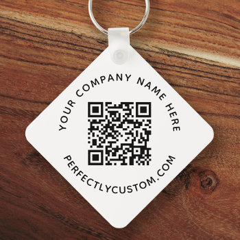 Qr Code And Custom Text Double Sided Keychain by TheStationeryShop at Zazzle