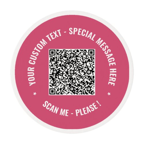 QR Code and Custom Text Edible Frosting Rounds
