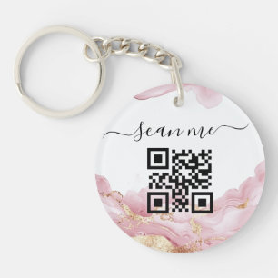 QR code and custom text Keychain