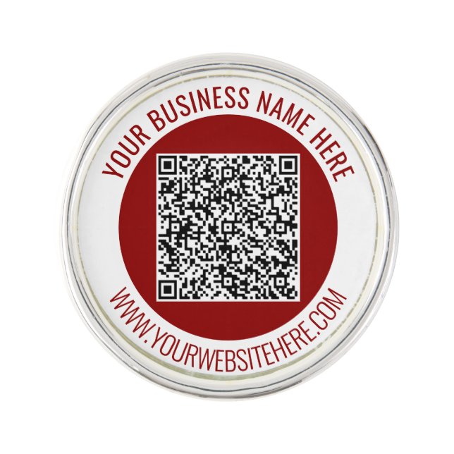 QR Code and Custom Text Lapel Pin Choose Colors (Front)