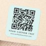 QR code and custom text light aqua blue Square Sticker