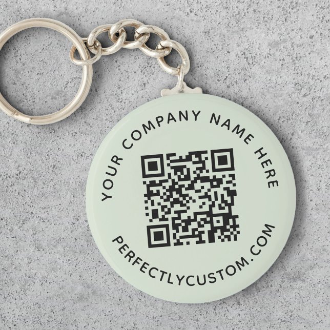 QR code and custom text light sage green Keychain (Creator Uploaded)