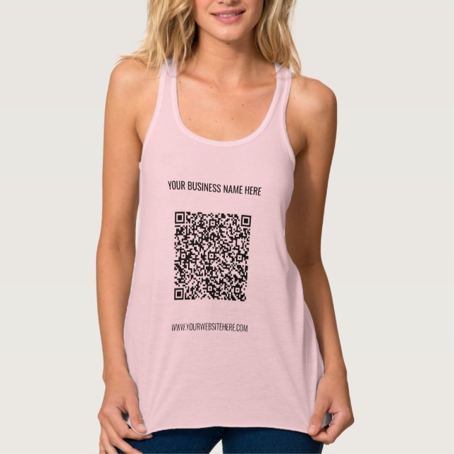 QR Code and Custom Text Modern Tank Top (Front)