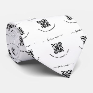 QR code and custom text Neck Tie