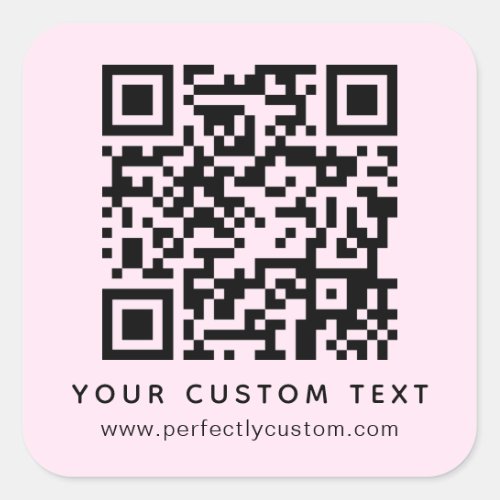QR code and custom text pale light pink Square Sticker
