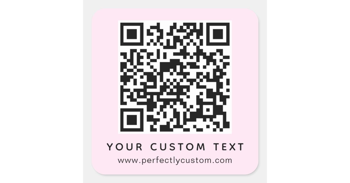 Pink Qr Code Generator QR code and custom text pale light pink Square Sticker | Zazzle