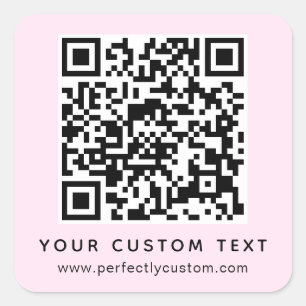 QR code and custom text pale light pink Square Sticker