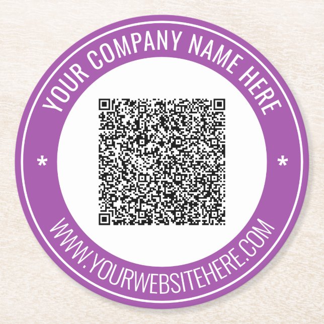 QR Code and Custom Text Paper Coaster Choose Color (Front)